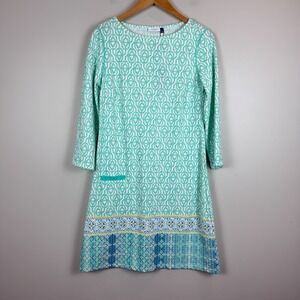Cabana Life Mini Shift Dress Women S Blue Printed Coastal Cottage UPF 50 NWT